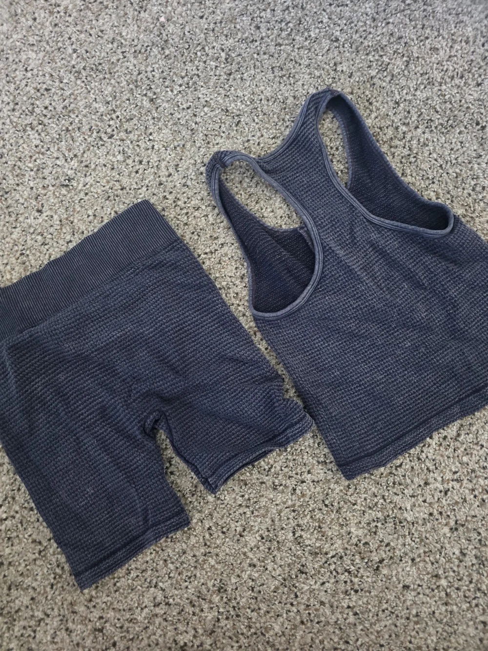 Bike Shorts Waffle Knit SET - Navy Small/ Med Loungewear